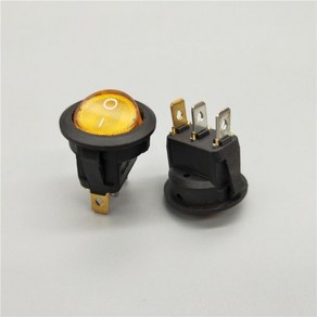 오토바이 보트 자동차 20mm KCD1 LED 스위치 20A 12V 조명 전원 자동차 버튼 ON/OFF 3 핀 라운드 로커 스위치, [03]YELLOW, [01]12V, 1개