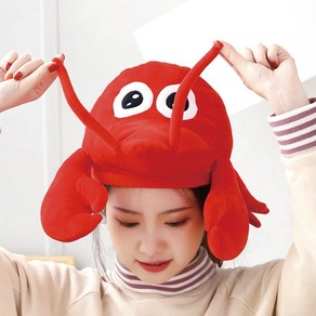 파티팡 큐티 후드모자 [바닷가재] 귀여운 캐릭터모자 사진소품 얼굴 인형모자 파티모자 동물모자 가재모자, 레드, 1개