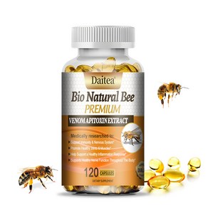 Daitea 천연 봉독 캡슐 면역 및 항산화 지원 신경계 건강 관절 및 근육 건강 - Non-GMO, 60캡슐, 60정