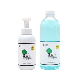 1+1 에스엔비 30s 1000ml/500ml 핸드워시 본품/리필, 1세트, 파우더향 본품500ml+리필1L