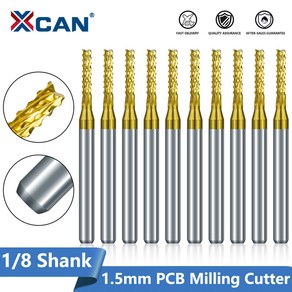 XCAN 카바이드 콘 PCB 밀링 커터 티타늄 코팅 CNC 라우터 비트 CNC 기계 밀링 공구용 엔드 밀링 비트 1.5mm 10 개, 1) 1.5mm  1box10pcs, 10개