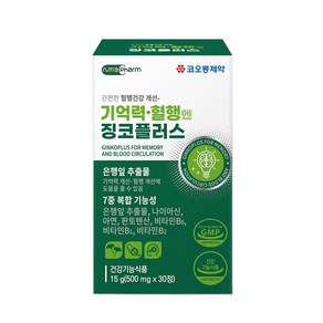 기억력 혈행개선에 도움을 주는 은행잎 추출물 150mg 징코플러스(500mg x 30정)