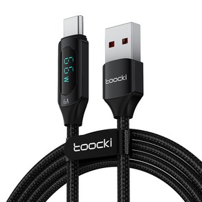 TOOCKI 툭키 알루미늄 합금 LED 디스플레이 USB A-C타입 초고속 충전 케이블, 1m, 블랙, 1개