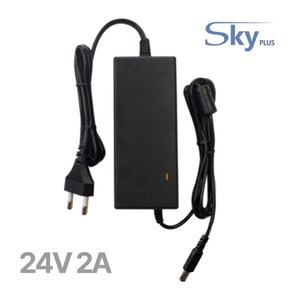 DC 24V 어댑터 2A 국산 전원 아답터 코드 일체형 AC220V 하늘컴플러스, 5.5x2.5 일자, 1개