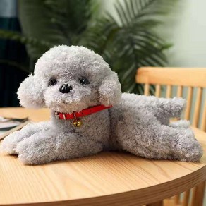 뉴 큐티 푸들 퍼피 인형 강아지 인형 리얼 강아지 인형 생일 선물, 그레이, 48cm