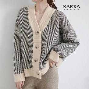 카라 KARRA 볼드아웃라인배색니트가디건_A3F0335602842