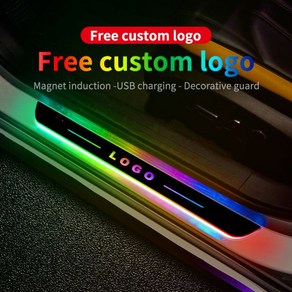 차량실내무드등 자동차 문짝 조명 씰 라이트 로고 프로젝터 램프 USB 전원 이동 LED 웰컴 페달 스커프 플레이트 페달 라이트 맞춤형, 1 PCS Rea doo