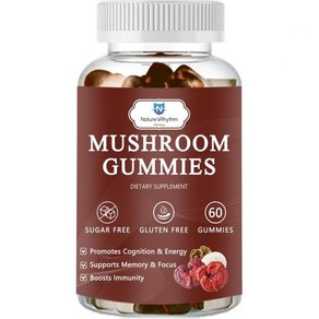 Mushoom Gummies with Mane Mushoom Reishi Codyceps Lion's Mane Mushoom Gummies fo Adults Booste, 1개, 60정