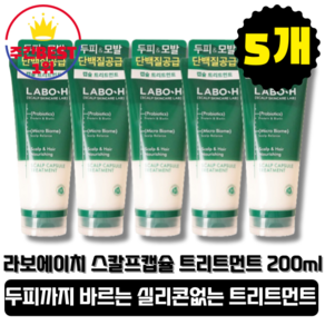 [본사정품][당일출고] 라보에이치 스칼프 캡슐 트리트먼트 200ml 5통 (총 1000ml) 실리콘없는 무실리콘 모발 두피팩 비타민캡슐 허브향