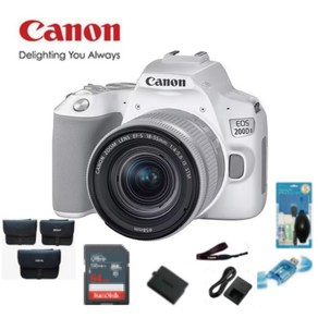 화이트색상) 캐논 정품 EOS 200Dll(200D2버전)+18-55mm+64GB메모리+가방+리더기+청소세트 입문자용 DSLR 카메라 풀패키지