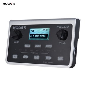 MOOER PE100 휴대용 멀티 이펙트 프로세서 기타 페달 39이펙트 40드럼패턴 10메트로놈 탭 템포, EU Plug, 1개