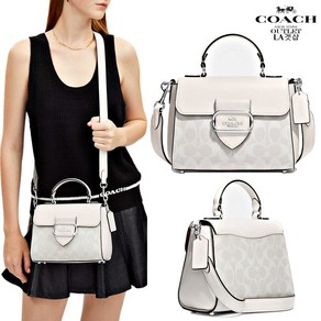 코치 몰간 화이트 시그니처 탑핸들 사첼 CJ614 Mogan Top Handle Satchel [미국LA직배송]