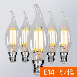 LED 프레임 촛대구 COB E14 E17 E26 에디슨전구 카페조명 샹들리에 전구 KS인증, 5개