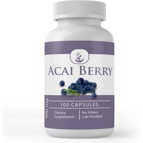 아사이 베리 추출물 900mg 100캡슐 고함량 고요량 미국산 Acai Bey, 100카운트 (1팩), 100정, 1개