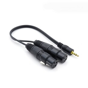 AUX 3.5 스테레오 3극 to 캐논 XLR 암 2분배 Y자형 케이블 음향 스피커 오디오믹서 잭 30cm