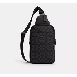 COACH 코치 에단 팩 시그니처 캔버스 슬링백 CO910 건메탈 차콜 블랙, 1개