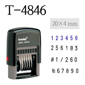 TRODAT 트로닷 T-4846 6자리 넘버링 숫자도장 특수문자 스탬프 20*4mm, 1개, 적색