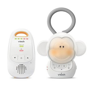 VTech DM1411 오디오 베이비 모니터 및 휴대용 수더 듀얼 유닛 충전식 배터리 장거리 소프트 글로우 야간 조명 진정 사운드 및 자장가 디지털 무선 전송 사운드 표시