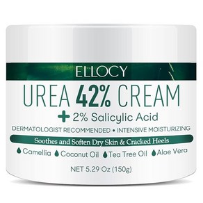 Ellocy 유레아 40% 풋 크림 플러스 살리실산 125mL 최고의 굳은살 제거제 - 발 무릎 및 팔꿈치에 수분을 공급하고 수분을 공급합니다 - 두껍고 갈라지고 거칠고 죽고