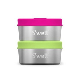 Swell 스테인리스 스틸 조미료 용기 세트 실리콘 누출 방지 뚜껑 포함 592ml2온스 용기 2개 세트 드래곤프루트키위 간편한 세척 식기세척기 사용 가능, 1개