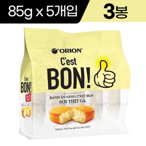 베트남 롯데마트 쎄봉빵 닭고기 맛 85g x 5개입 3봉 오리온 양산빵 치킨 들어있는, 3개