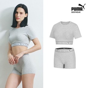 PUMA (푸마바디웨어) [푸마] 크롭 브라티 브리프 세트 그레이