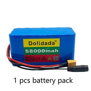 24V 58Ah 7s3p 18650 배터리 리튬 24V 58000mAh XT60 플러그 전기 자전거 오토바이 전기 배터리 팩 + 2A 충전기, 1개