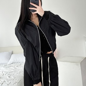 글램디브 세리르AH0624 크롭 스트링 바람막이 여성점퍼 데일리룩 캐주얼