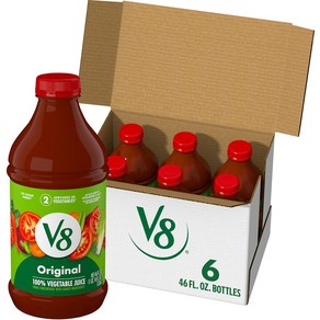 V8 Oiginal 100퍼센트 오리지널 야채 주스 46온스 병 (6팩), 6개, 46ml