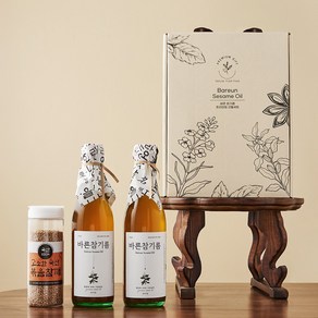 바른참기름 선물세트 참기름 350ml 2구 볶음참깨 100g 명절 답례품