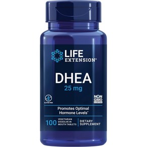 Life Extension 부신 25 mg 호르몬 균형 성 유전자 변형 입에 100정, 100 Count (Pack of 1), 1개