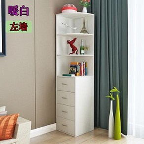 미니 모서리 틈새수납장 거실 코너장 코너장식장 선반, 웜화이트 40x40x170cm(서랍 왼쪽)