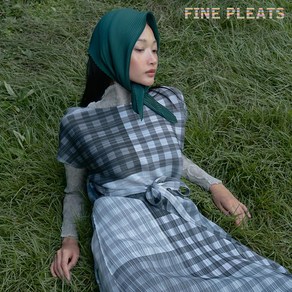 [FINE PLEATS] 피네 플리츠 체크 벨트 원피스 그레이 체크