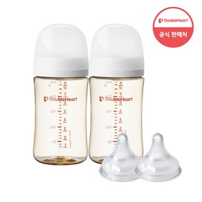 더블하트 모유실감 3세대 PPSU 베이직 트윈팩 240ml+젖꼭지(2입)