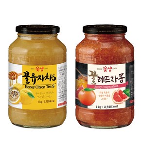 꽃샘 꿀유자차 1kg+꿀레드자몽 1kg, 1kg, 2개, 1개입