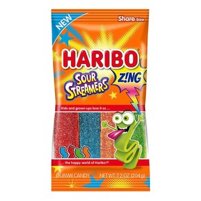 하리보 사워 스트리머 거미 캔디 젤리 7.2oz/ HARIBO Gummi Candy Z!NG Sou Steames 7.2 oz, 1개, 204g