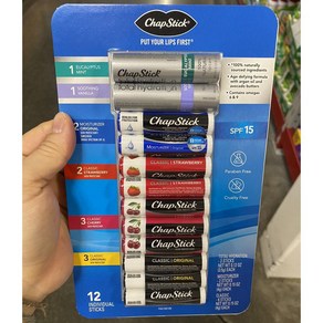 챕스틱 립밤 12팩 세트 ChapStick Classic Oiginal Chey Stawbey, 1세트