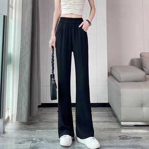 ANYOU 와이드팬츠 여름 여성 아이스 실 마이크로 플레어 슬랙스 조거팬츠 배바지
