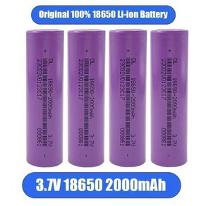 손전등 및 전동 공구 스크루 드라이버용 100 18650 리튬 이온 충전식 배터리 37V 2000mAh 10A 방전