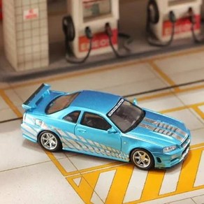 Stance Huntes 1:64 닛산 스카이라인 GT-R (R34) - 크롬 스카이블루, 1개