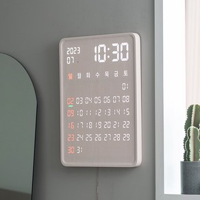 플라이토 와이파이 홀릭 인테리어 전자 달력 LED 벽시계, 밀크화이트