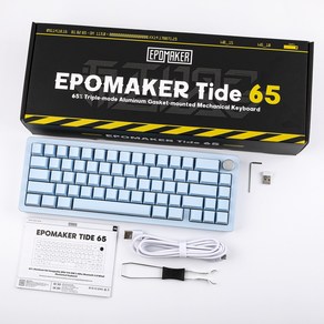 Epomake Tide65 QMK/VIA 65% 풀알루미늄 유무선 기계식 게이밍 키보드, Blue,Lemon Switch, 제조사축