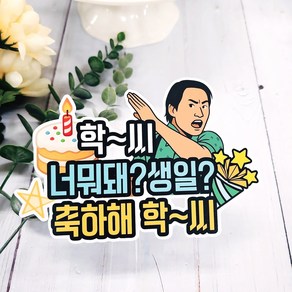 무료배송]써니토퍼 생일케이크토퍼 퇴사축하 학씨아저씨, 1개, 케이크토퍼1개 미니픽1개 하트픽2개, 다양