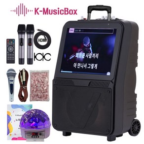 노래방기계 서영엔터테인먼트 AV-1000 이동식 휴대용 무선마이크2P+유선마이크(케이블포함)+조명+마이크카바 SM