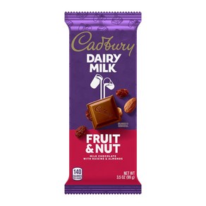 CADBURY DAIRY MILK 밀크 초콜릿 과일 및 견과류 캔디 개별 포장 3.5온스 바, 1개, 99g