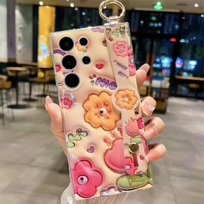 에르모사 갤럭시 노트20 노트20울트라 케이스 GALAXY PHONE CASE 3D 프린팅 플라워 핸드 스트랩 휴대폰 케이스