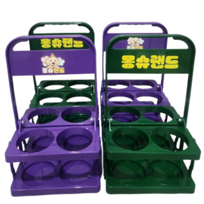 들꽃 4구 접이식 테이크아웃 커피 음료 캐리어 컵홀더, 1개, 보라