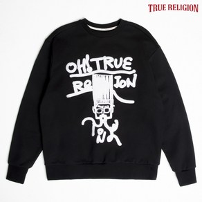 [TRUE RELIGION] 오버사이즈 로고 크루넥 맨투맨 티셔츠 블랙