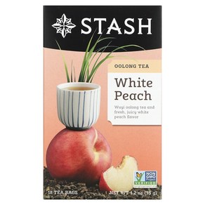 18 Count (Pack of 1) Stash Tea Oolong White Peach 18개입(1팩) Stash Tea 우롱 화이트 피치 티 18개입 티백 개별 우롱 블랙