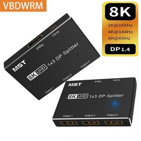 디스플레이 포트 분배기 어댑터 컴퓨터 모니터용 1 in 3 Out 8K 30Hz 4K 144Hz DP to HDMI DP 분배기 1 in 2 Out, 1)1 in 2 Out  Check Remaks, 1개